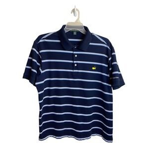Masters Collection Mens XL Navy Blue Striped Pima Cotton Golf Polo Shirt